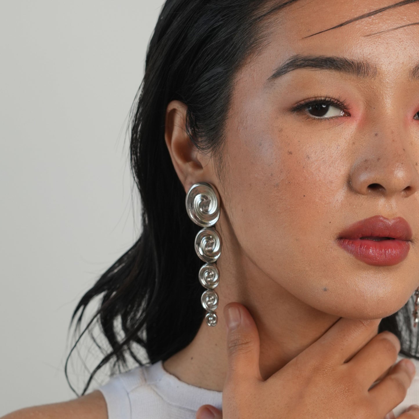 Silver Spiral Drop Earrings