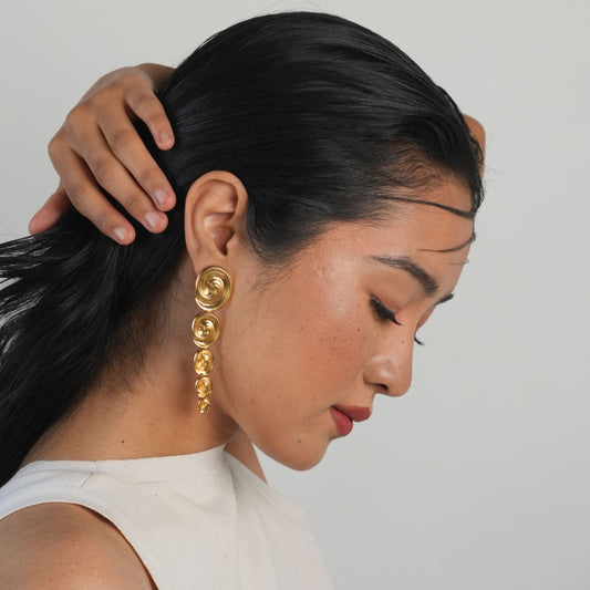 Gold Spiral Drop Earrings