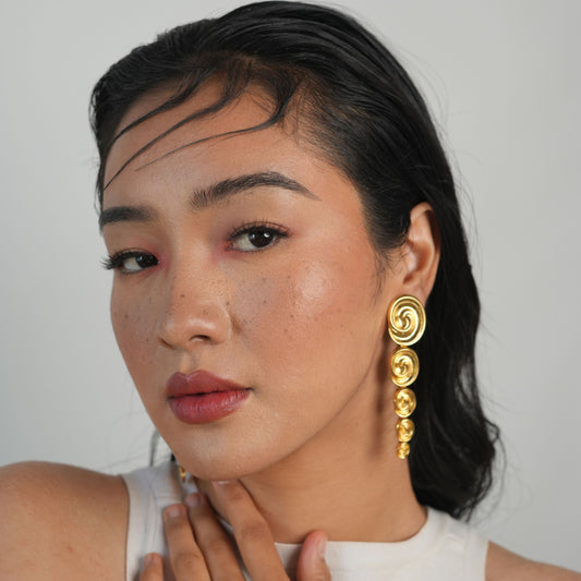 Gold Spiral Drop Earrings