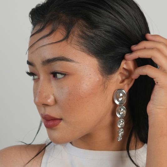 Silver Spiral Drop Earrings