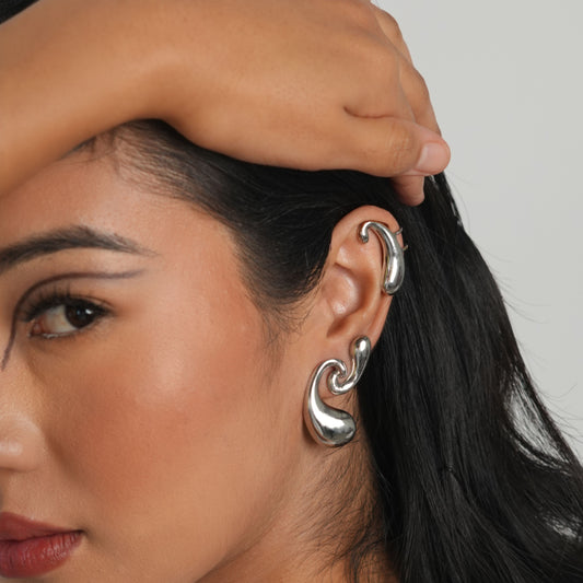 Silver Spiral Earcuffs